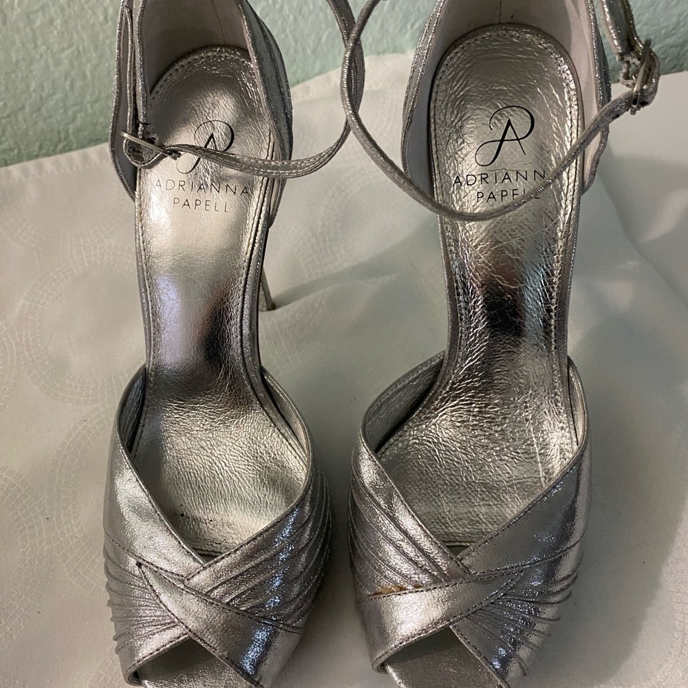 Adrianna Papell silver stiletto heels